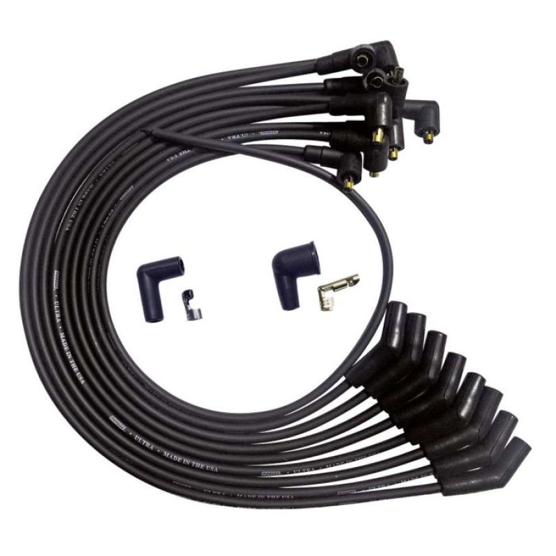Moroso SB Ford 351W Unsleeved 135 Deg Plug End Non-HEI Ultra Spark Plug Wire Set - Black Spark Plug Wire Sets Moroso