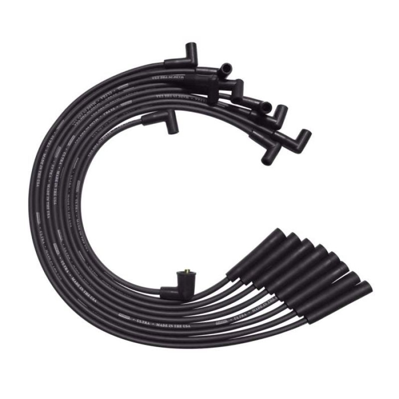 Moroso BB Ford 351C/390/429/460 Unsleeved HEI 135 Deg Boots Ultra Spark Plug Wire Set - Black Spark Plug Wire Sets Moroso