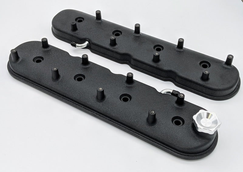 Granatelli 96-22 GM LS Standard Height Valve Cover w/Angled Coil Mount - Blk Wrinkle (Pair) Valve Covers Granatelli Motor Sports