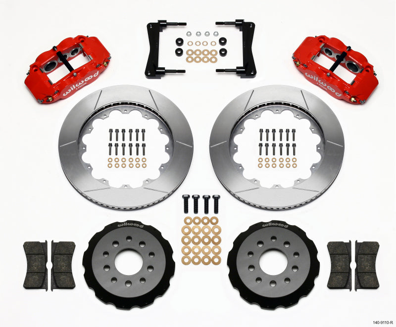 Wilwood Narrow Superlite 6R Front Hat Kit 14.00in Red 2005-2014 Mustang Big Brake Kits Wilwood