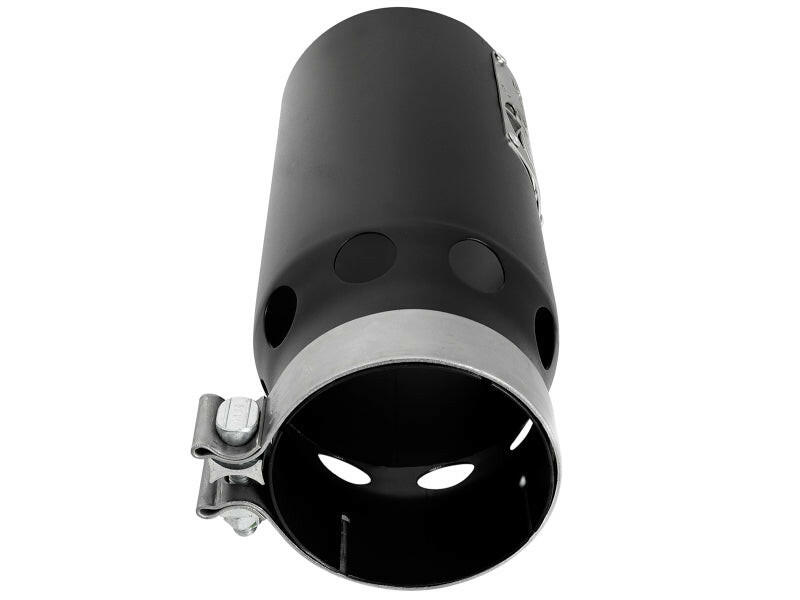 aFe SATURN 4S 4in SS Intercooled Exhaust Tip - Black 4in In x 5in Out x 12in L Bolt-On Tips aFe