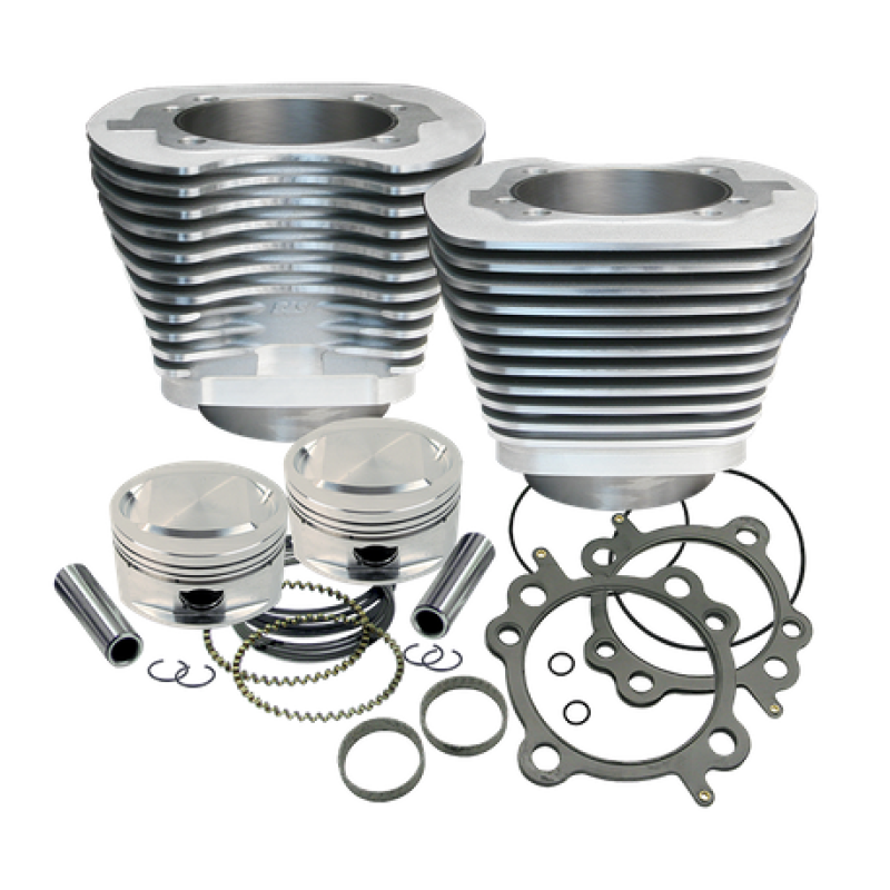 S&S Cycle 1999+ BT Replacement 3-7/8in Bore Cylinder & Piston Kit For S&S 95in Big Bore Kit - Silver Piston Sets - Powersports S&S Cycle