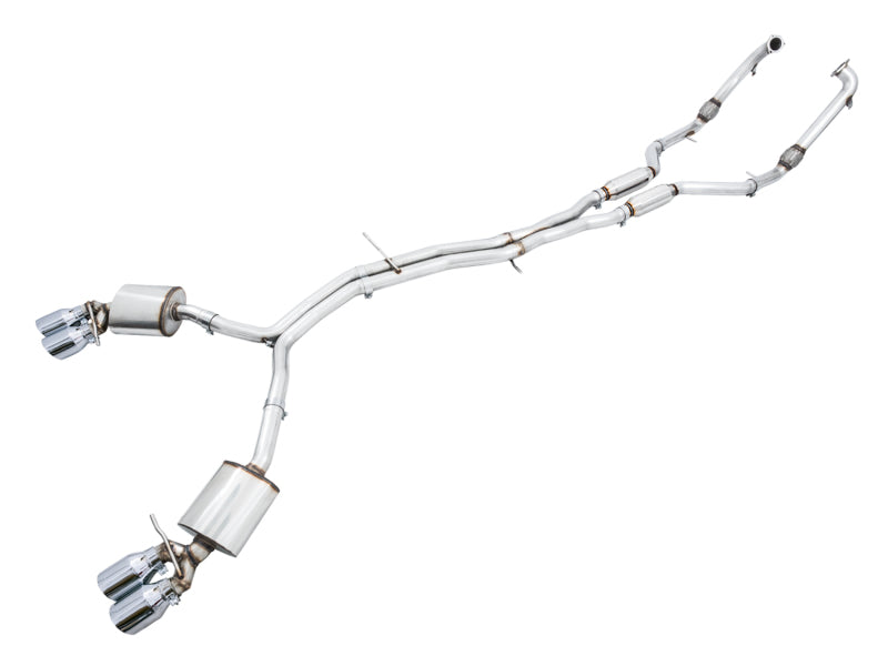 AWE Tuning Audi B9 S4 Touring Edition Exhaust - Non-Resonated (Silver 102mm Tips) Catback AWE Tuning