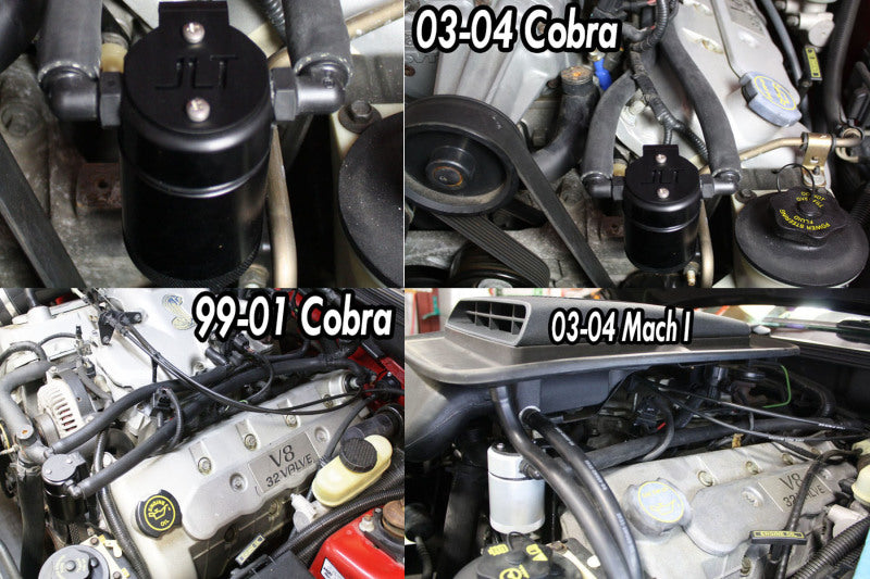 J&L 99-04 Ford Mustang SVT Cobra Driver Side Oil Separator 3.0 - Black Anodized Oil Separators J&L