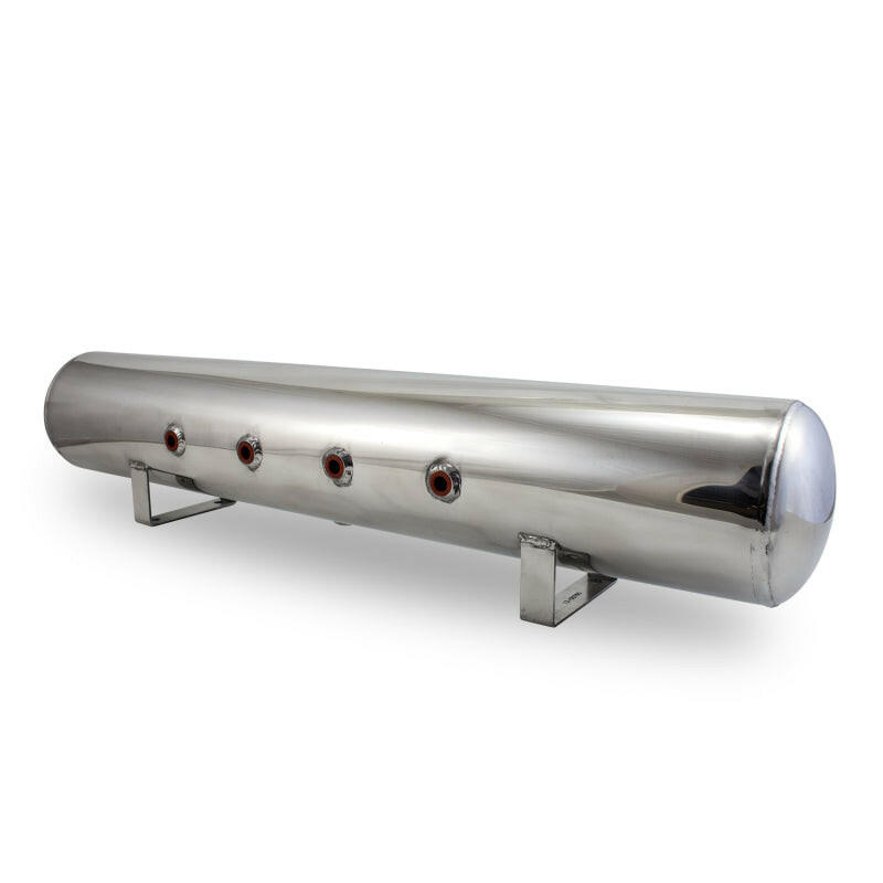 Air Lift 5 Gal Alum Air Tank - (4) 3/8in Face Ports & 1/4in Drain Port - 36in L X 6in D - Polished Air Tanks Air Lift