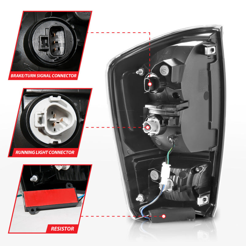 ANZO 16-21 Toyota Tacoma LED Tail Lights - w/ Light Bar Sequential Black Housing & Clear Lens Tail Lights ANZO