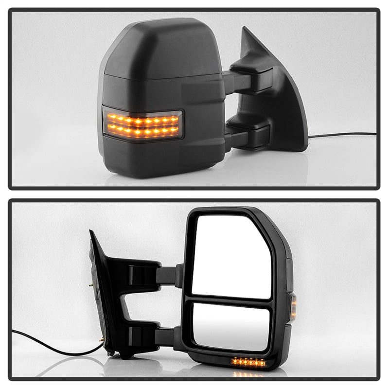 xTune 99-07 Ford Super Duty LED Telescoping Manual Mirrors - Smk (Pair) (MIR-FDSD99S-G4-MA-RSM-SET) Side Mirrors SPYDER