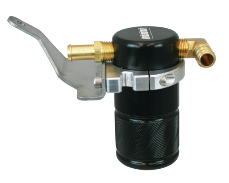 Moroso 07-11 Jeep 3.8L JK Air/Oil Separator Catch Can - Small Body - Billet Aluminum - Black Finish Oil Catch Cans Moroso