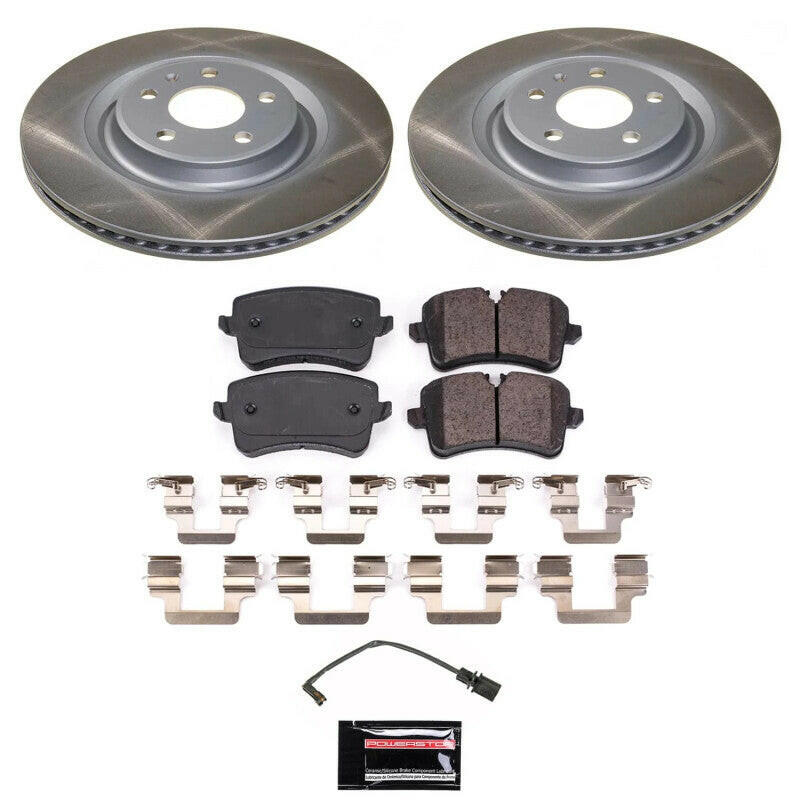 Power Stop 13-18 Audi A7 Quattro Rear Semi-Coated Rotor Kit Brake Kits - Performance Blank PowerStop