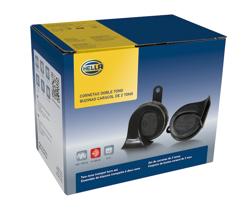 Hella Twin Trumpet Horn Kit 12V - BMW Horns Hella