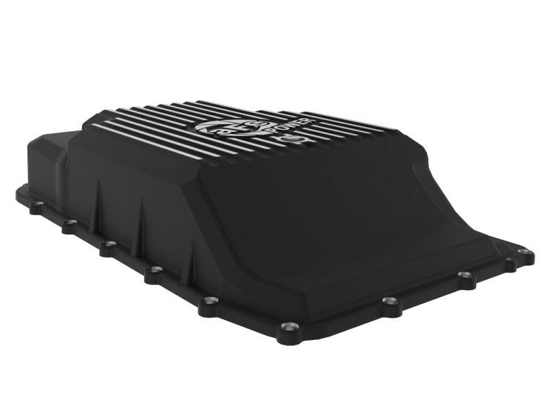 aFe 17-24 Ford F-150 10R60/10R80 Pro Series Rear Transmission Pan Black w/ Machined Fins Diff Covers aFe