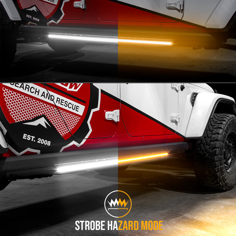 XK Glow Jeep & Truck Running Board Light w/ Turn Signal 2x48in White + Amber Light Accessories and Wiring XKGLOW
