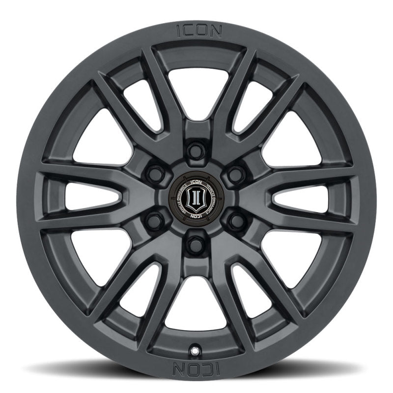 ICON Vector 6 17x8.5 6x5.5 0mm Offset 4.75in BS 106.1mm Bore Satin Black Wheel Wheels - Cast ICON