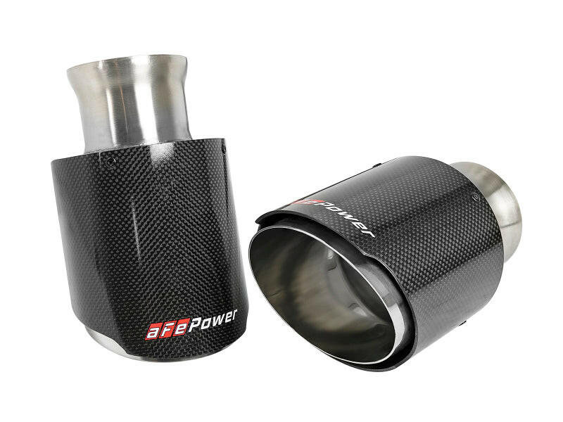 aFe MACH Force-XP 4-1/2in Carbon Fiber OE Replacement Exhaust Tips - 15-19 Dodge Charger/Hellcat Tips aFe