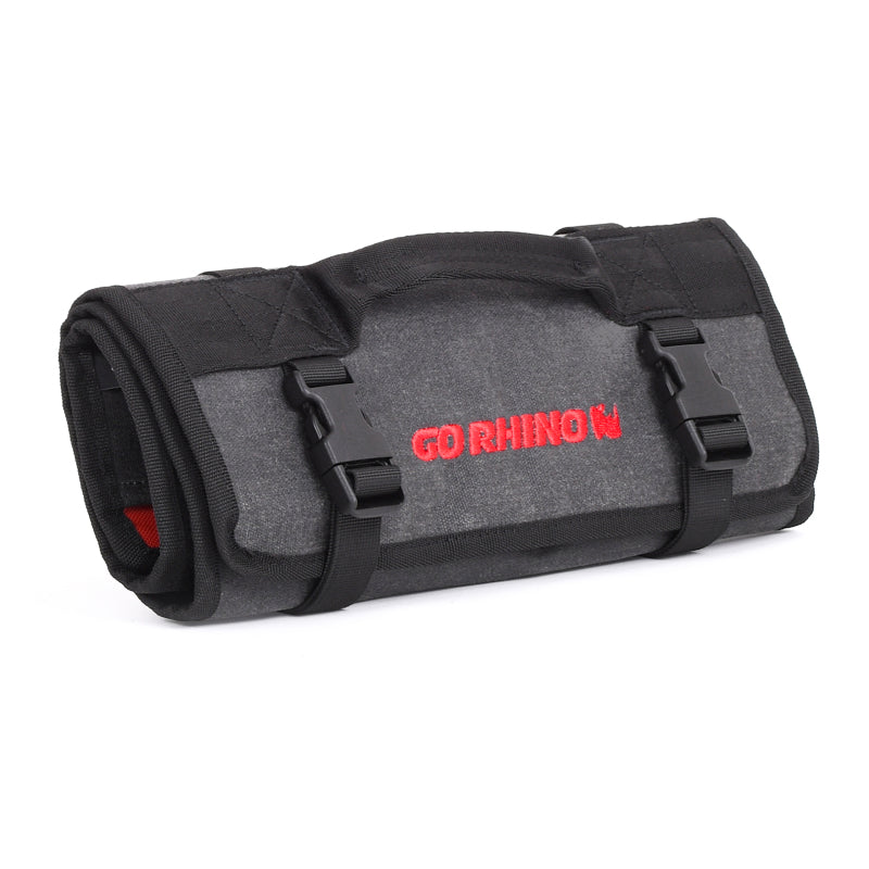 Go Rhino XVenture Gear Tool Roll - Small (4x4in. Closed) 12oz Waxed Canvas - Black Cargo Boxes & Bags Go Rhino