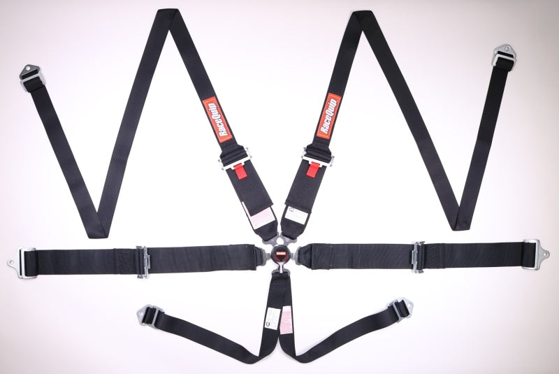 RaceQuip Black SFI CAMLOCK 6pt PU Lap HNR Seat Belt Seat Belts & Harnesses Racequip