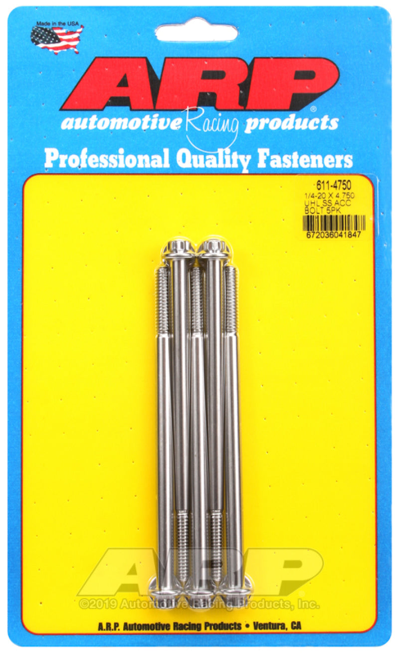 ARP 1/4-20 x 4.750 12pt Stainless Steel Bolts (Set of 5) Hardware Kits - Other ARP