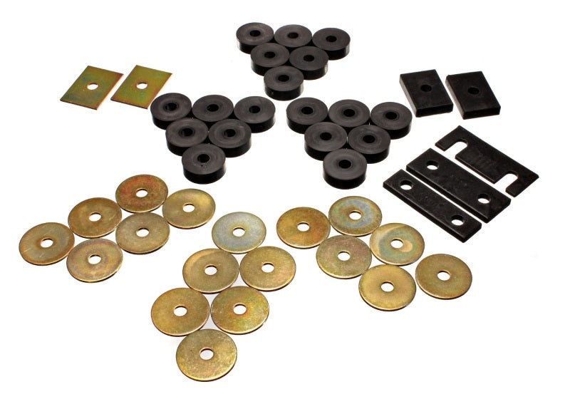 Energy Suspension 55-57 Chevy Full Size Convertible ONLY (Belair/Caprice/Impala) Blk Body Mount Set Bushing Kits Energy Suspension