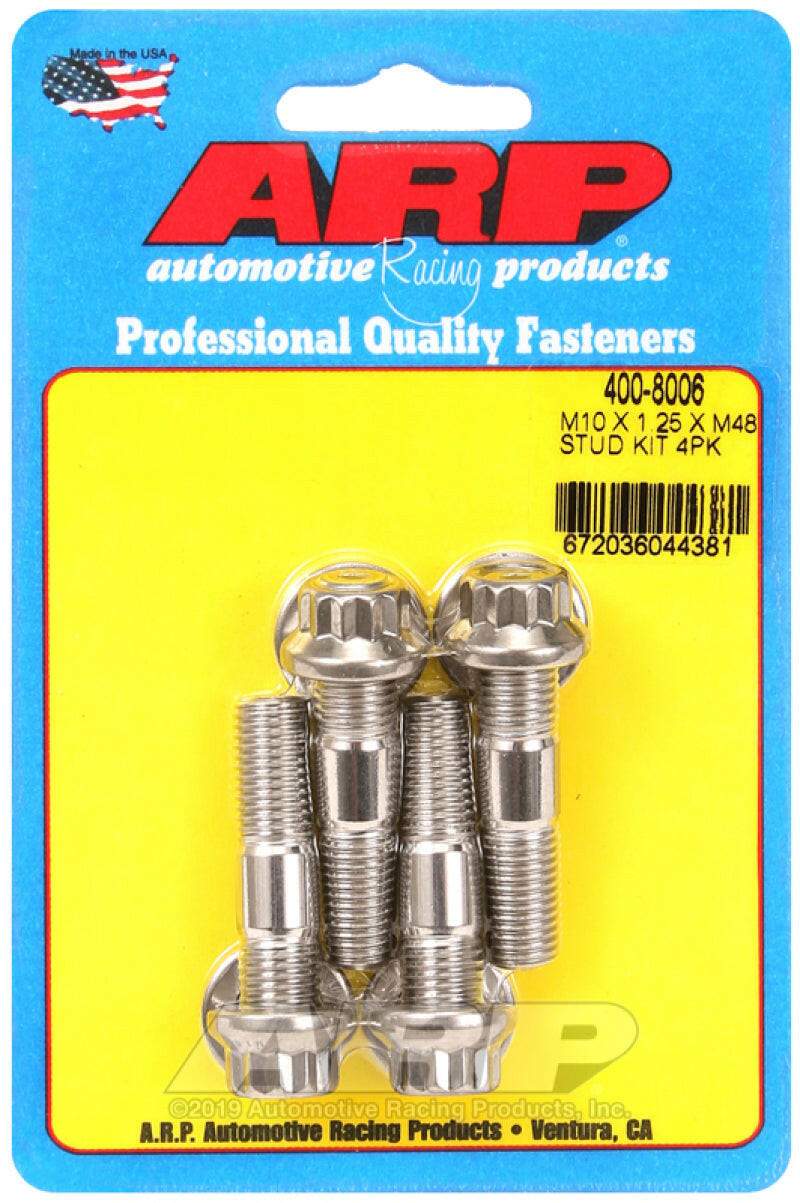 ARP M10 x 1.25 x 48mm Broached 4 Piece Stud Kit Hardware - Singles ARP