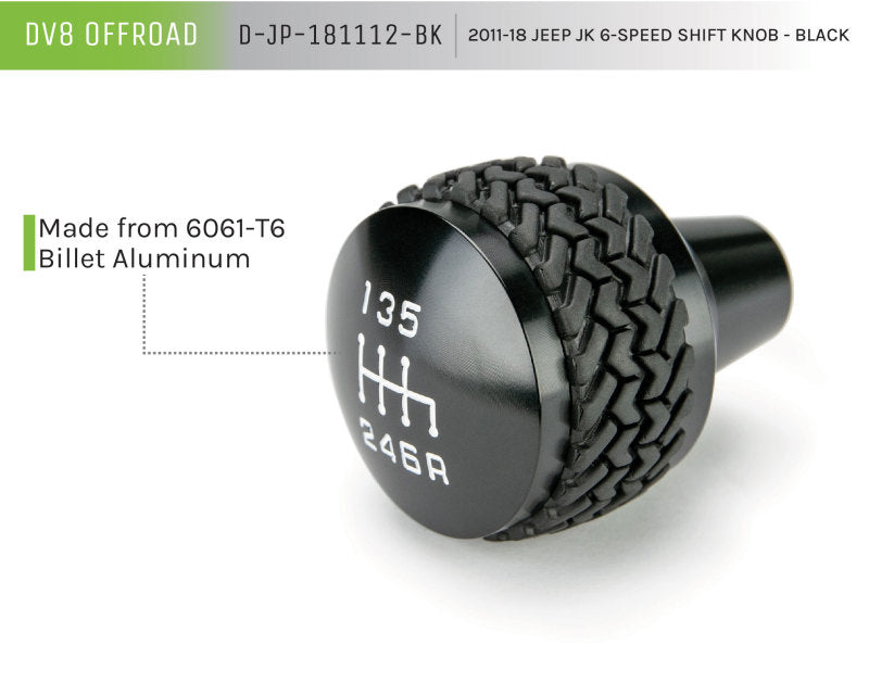 DV8 Offroad 2011-2018 Jeep JK 6-Speed Shift Knob Black Shift Knobs DV8 Offroad