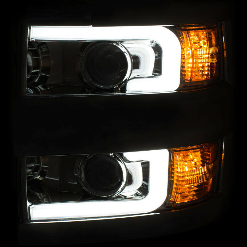 ANZO Projector Headlights 15-17 Chevrolet Silverado 2500HD / 3500HD Chrome w/ Chrome Rim Headlights ANZO