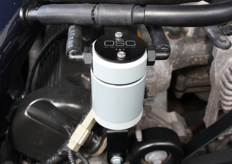 J&L 99-04 Ford Mustang GT Passenger Side Oil Separator 3.0 - Clear Anodized Oil Separators J&L