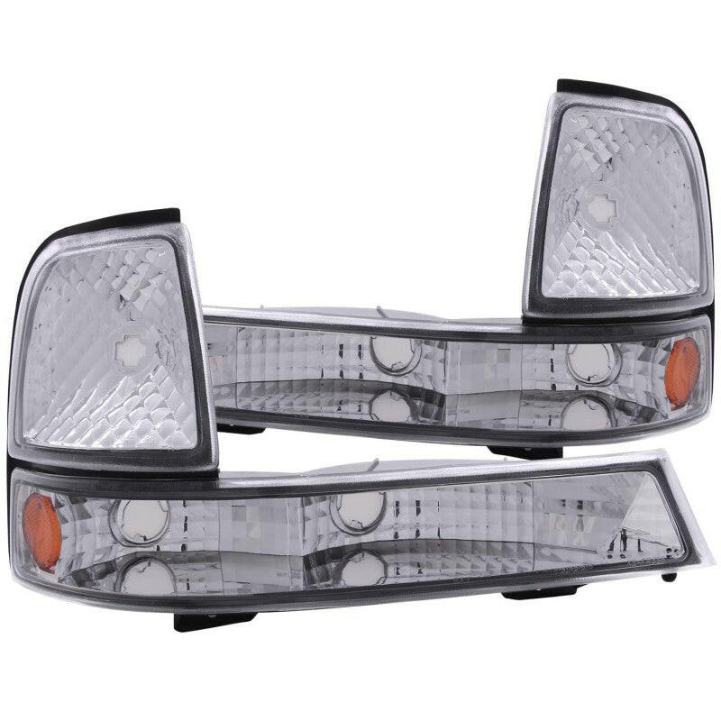 ANZO 1998-2000 Ford Ranger Euro Parking Lights Chrome w/ Amber Reflector Lights Corner ANZO