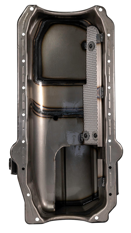 Moroso 80-85 Chevrolet SBC (w/Passenger Side Dipstick) Wet Sump 5.5qt 7.5in Steel Oil Pan - Black Oil Pans Moroso