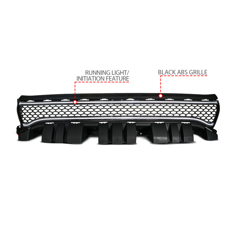 ANZO 15-23 Dodge Charger Black LED Grille w/ Initiation & Running Light/DRL Bar Lights Corner ANZO