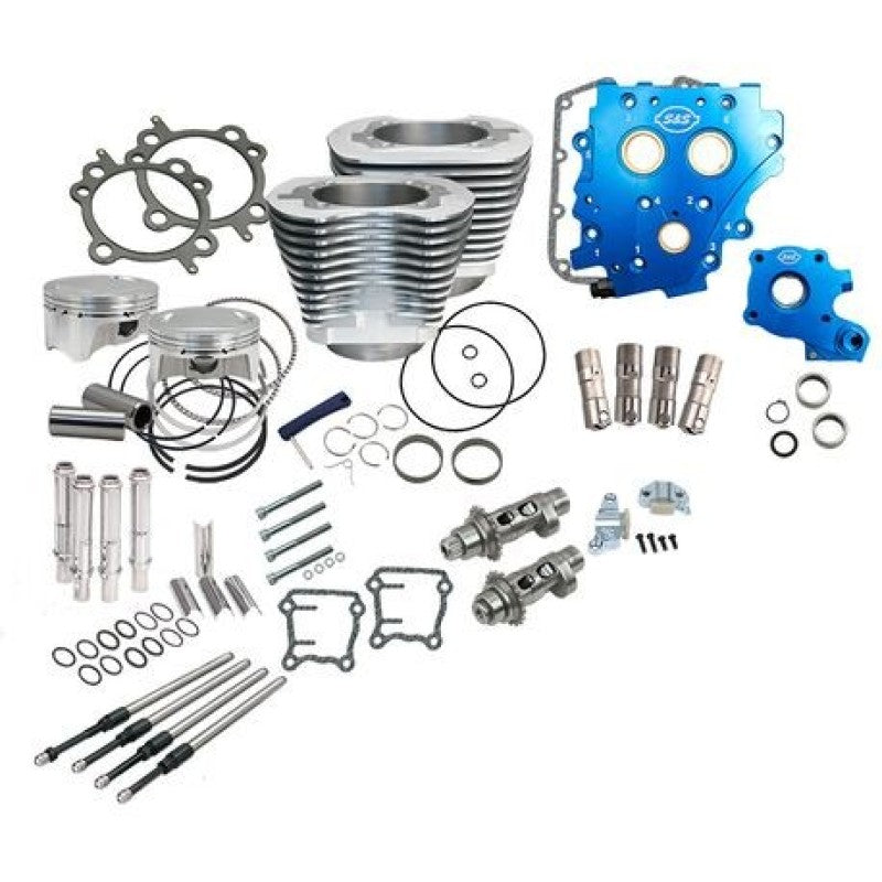 S&S Cycle 07-17 4in Bore 585CE Cam Power Pack - Silver Piston Sets - Powersports S&S Cycle