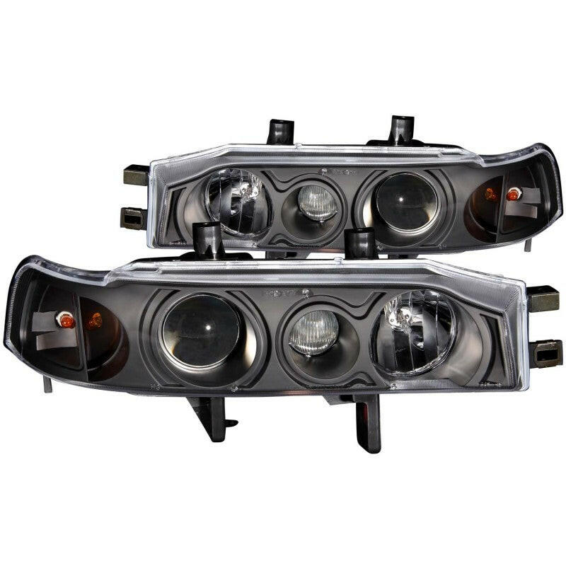 ANZO 1990-1993 Honda Accord Projector Headlights w/ Halo Black 1pc Headlights ANZO