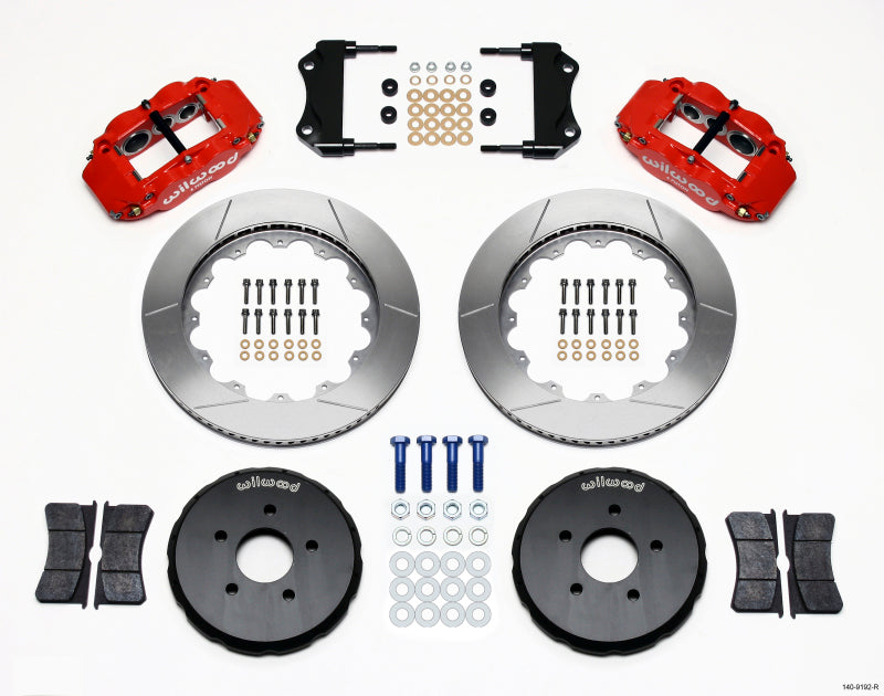Wilwood Narrow Superlite 6R Front Hat Kit 14.00in Red Nissan 350Z/Fiti G35 Big Brake Kits Wilwood