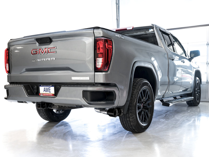 AWE Tuning 4th Gen GM 1500 5.3L 0FG Catback Dual Side Exit (Flat Bumper) - Diamond Tips Catback AWE Tuning