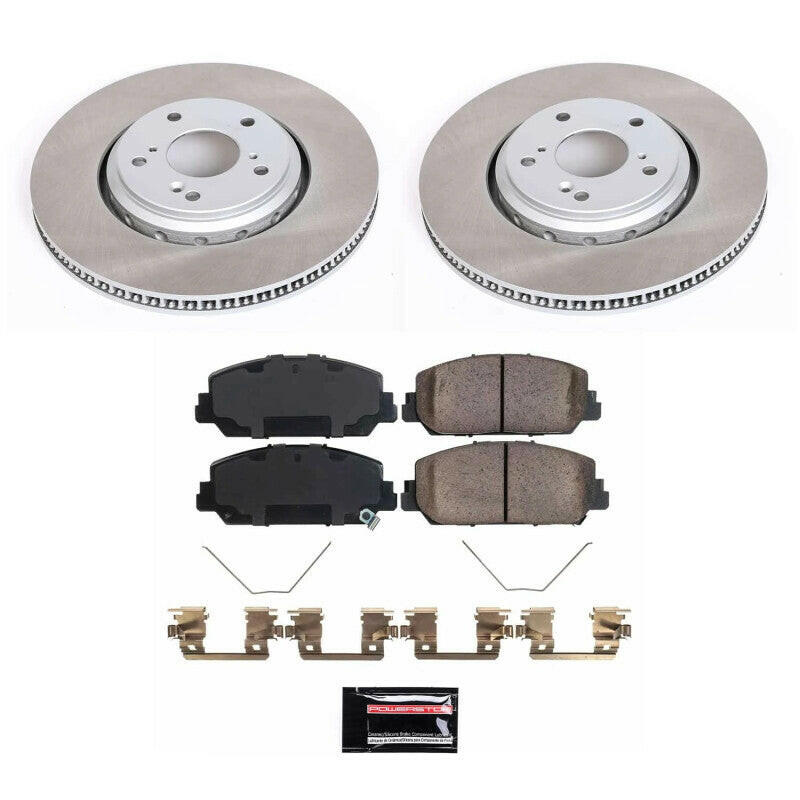 Power Stop 17-20 Honda Civic Front Semi-Coated Rotor Kit Brake Kits - Performance Blank PowerStop