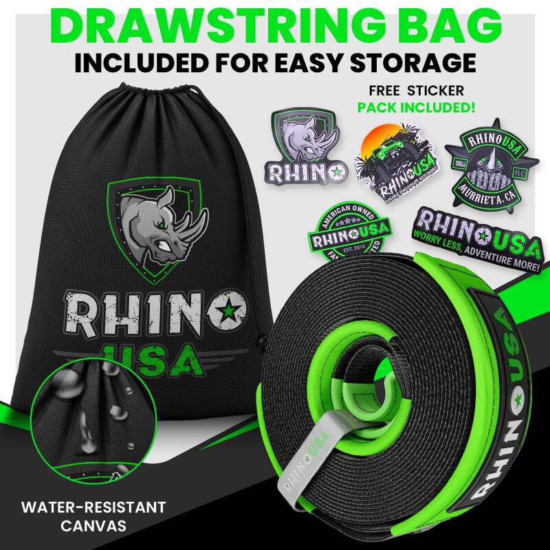 Rhino USA Recovery Tree Saver Strap 4Inx10Ft (Black) Tow Straps Rhino USA
