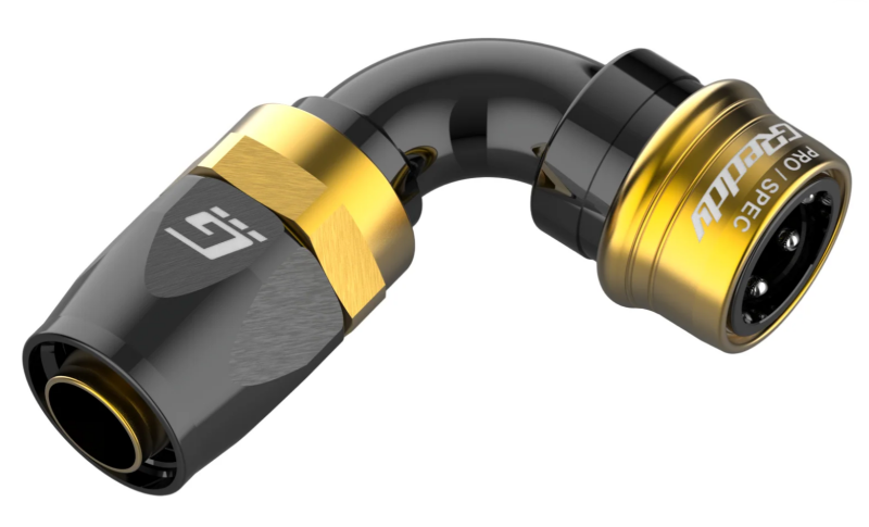 GReddy PRO/SPEC - 90 Degree AN16 Quick-Release Swivel Hose End(s) - Black / Gold anodized Oil Line Kits GReddy