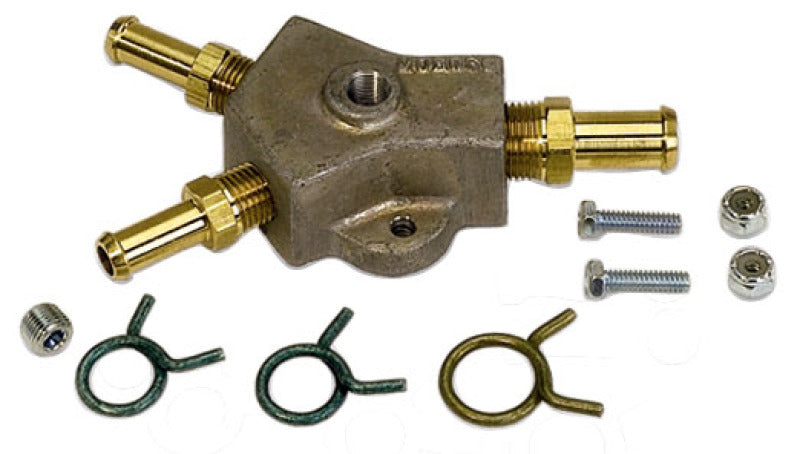 Moroso Universal Fuel Block Kit - 1/2in Hose Inlet w/Two 3/8in Hose Outlets Fuel Components Misc Moroso