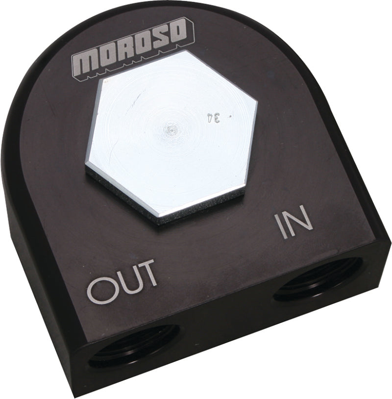 Moroso Chevrolet Big Block/Small Block Remote Oil Filter Adapter - 90 Degree - 13/16in-16 Thread Fittings Moroso