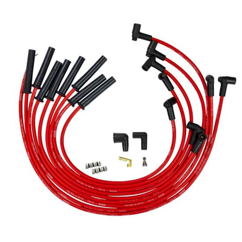 Moroso GM BBC 366-454 HEI-Style w/o Coil In Cap Ultra 350 8mm Multi-Angle Spark Plug Wire Set - Red Spark Plug Wire Sets Moroso
