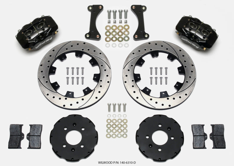 Wilwood Forged Dynalite Front Hat Kit 12.19in Drilled 90-99 Civic w/240 mm Disc Big Brake Kits Wilwood