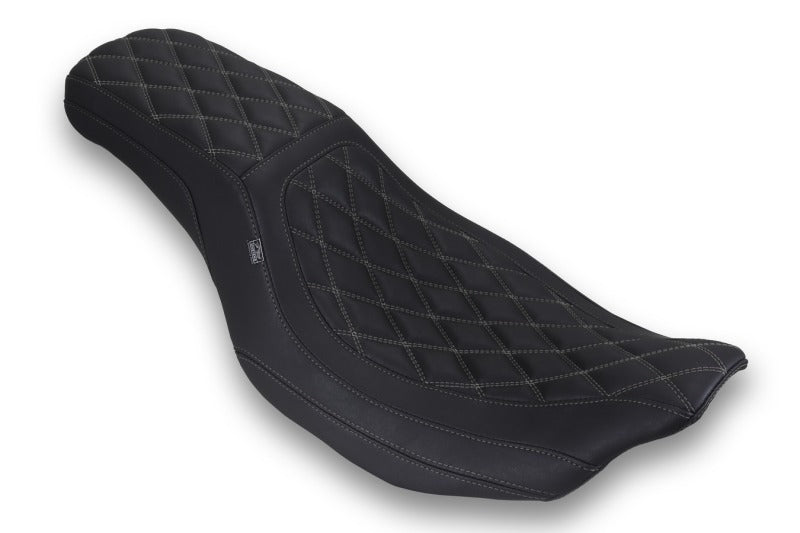 Mustang 23-25 HD Dble Diamond Low Squareback CVO Road Glide (ST), Rd Glide and Str Glide Black/GM Passenger Motorcycle Seats Mustang Motorcycle