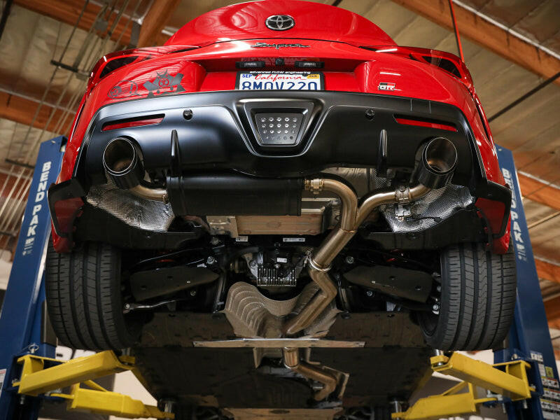 aFe POWER Takeda 2020 Toyota Supra L6-3.0L (t) 3in-2.5in 304 SS CB Exhaust Blue Flame Tips Catback aFe