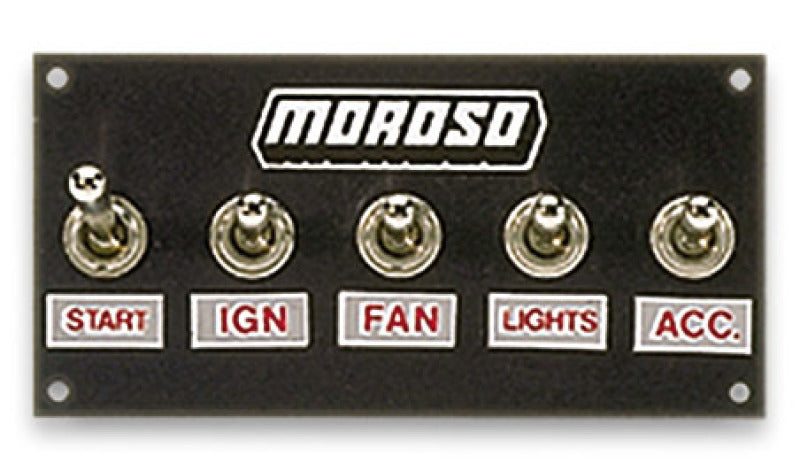 Moroso Toggle Switch Panel - Econo - 4in x 5in - Four On/Off Switches Switch Panels Moroso