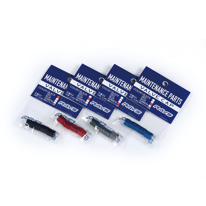 Rays Aluminum Air Valve Cap Set - Red Valve Stems Rays