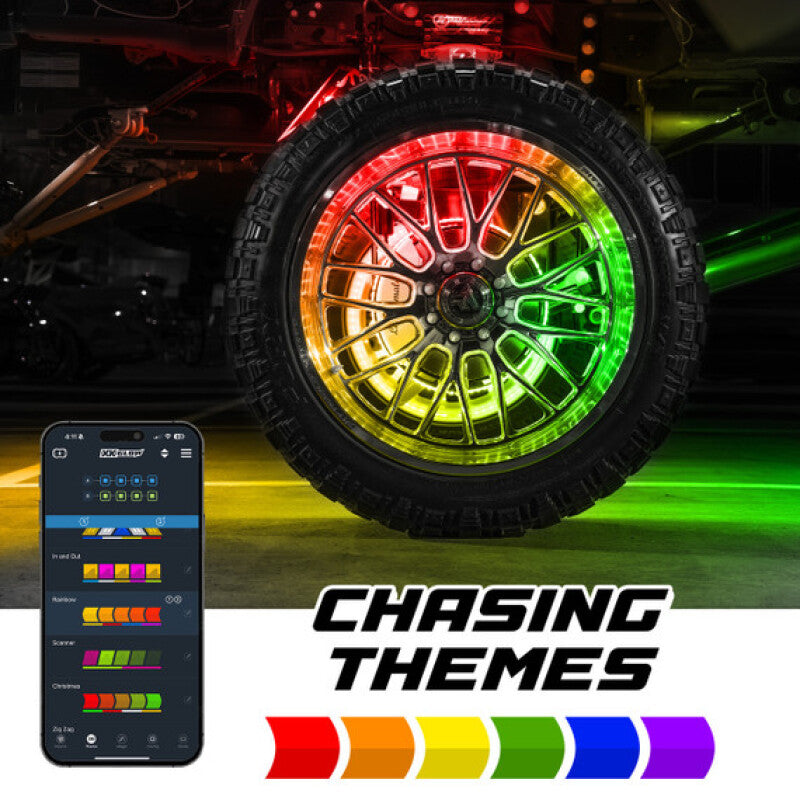 XKGlow XKmax 15in LED Ultra 3-Row Wheel Ring Light Kit w/RGBW Color Chasing App Control Light Accessories and Wiring XKGLOW