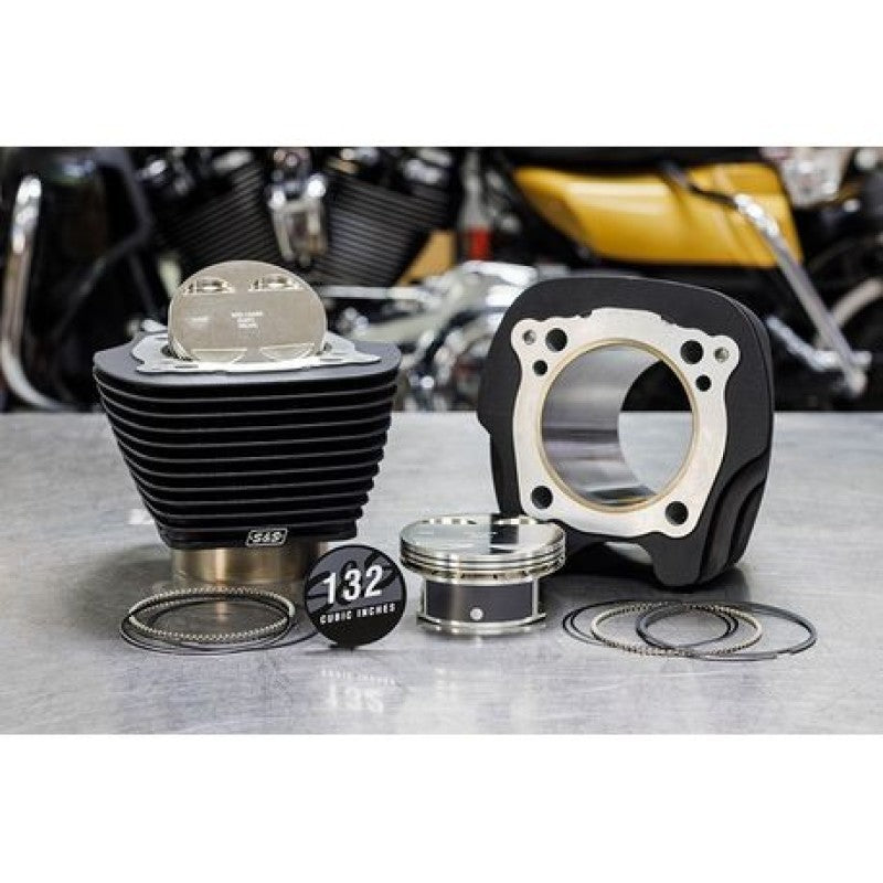 S&S Cycle 2017+ M8 Models 4.320in Bore 4.500in Stroke Cylinder Kit - Wrinkle Black w/o Highlight Piston Sets - Powersports S&S Cycle