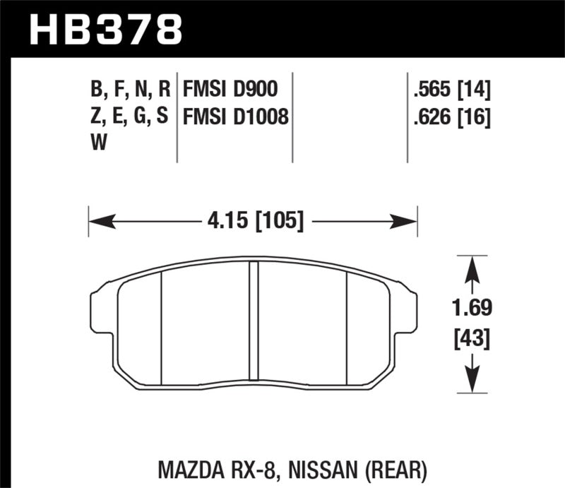Hawk 03-07 RX8 HPS Street Rear Brake Pads (D1008) Brake Pads - Performance Hawk Performance