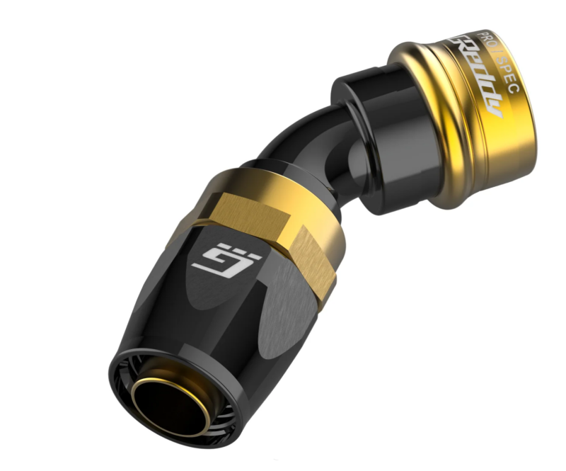 GReddy AN06 PRO/SPEC 45deg. Swivel Hose-End - Black/Gold anodized Oil Line Kits GReddy