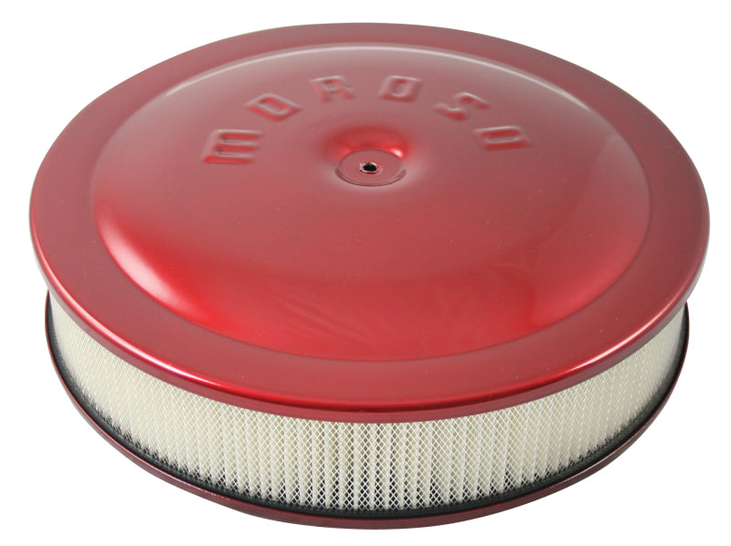 Moroso Racing Air Cleaner - 14in x 3in Filter - Aluminum - Red Powder Coat Fuel Filters Moroso