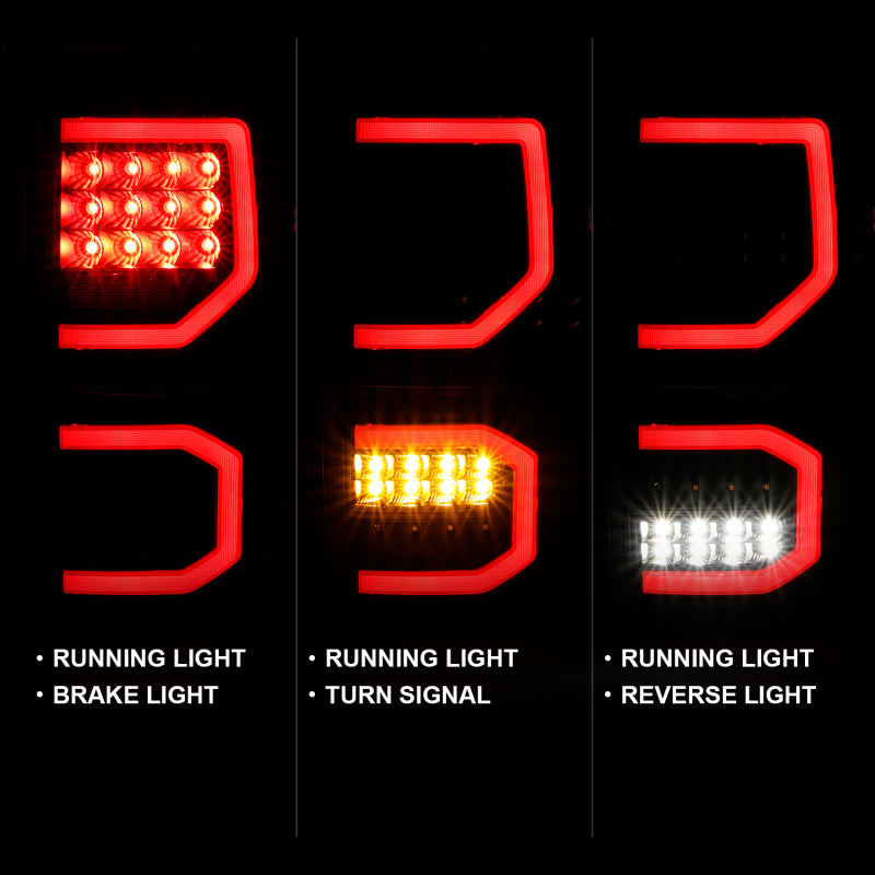 ANZO 2007-2013 Toyota Tundra LED Taillights Plank Style Black w/Clear Lens Tail Lights ANZO